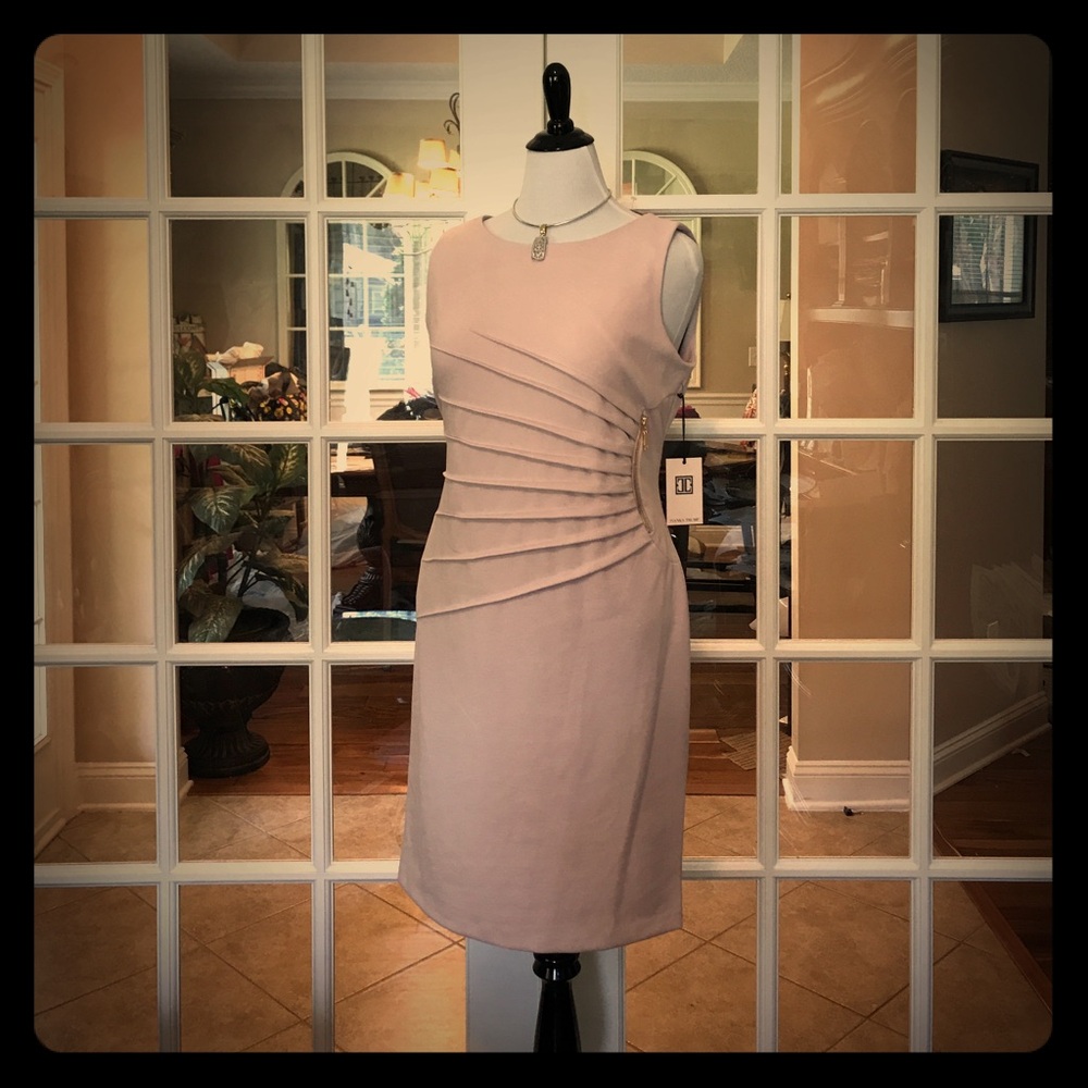Ivanka Trump Blush Pink Sleeveless Pleated Midi Dress